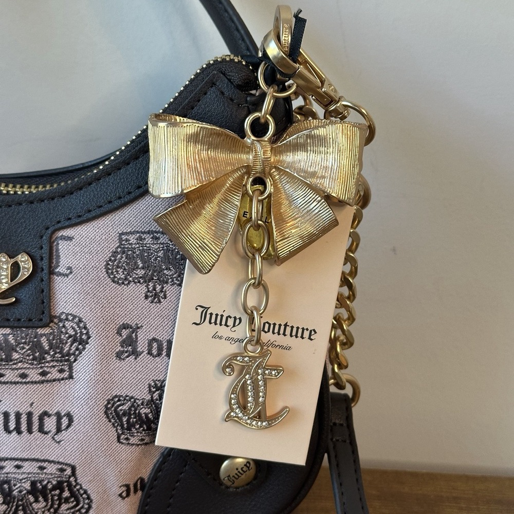 NWT Juicy Couture Vintage Couture Shoulder Crossbody Handbag Pink Brown Y2K Bow - Picture 2 of 5